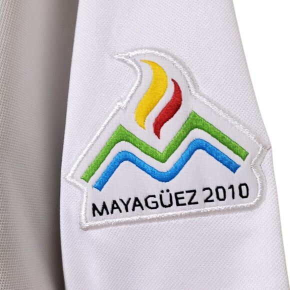 Mexico Atletica Olympic Polo Shirt Size M Mayaguez 2010 White Patches Mens - Picture 8 of 16